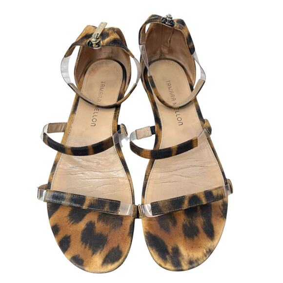 Tamara Mellon Women’s Leopard Print Brown Ankle Strap Sandal Size 38 US 8 - Picture 10 of 11